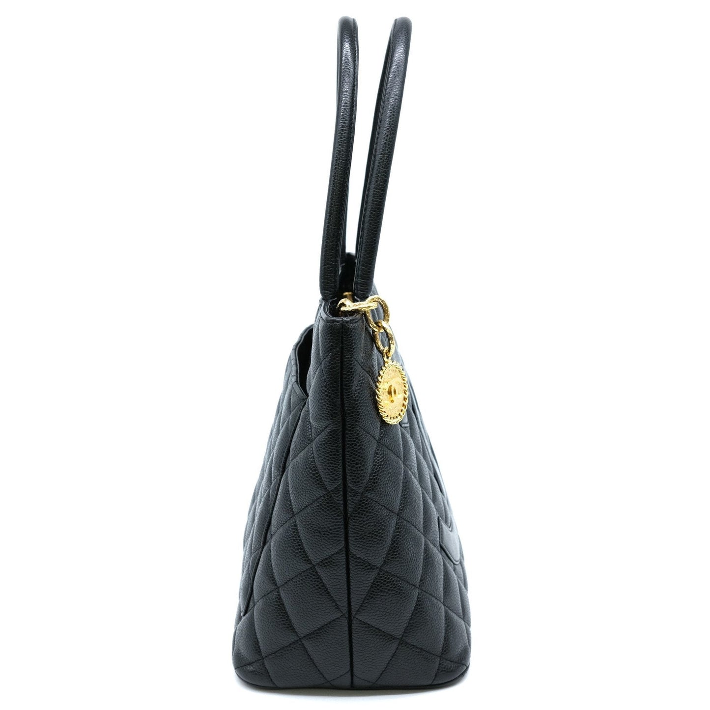 Chanel Black Caviar Leather Handbag Tote Bag