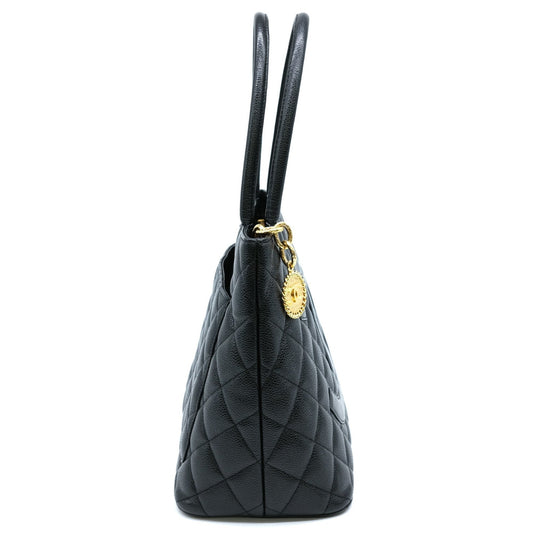 Chanel Black Caviar Leather Handbag Tote Bag