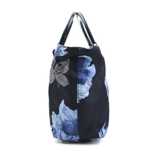 Prada Black Blue Nylon Patent Leather Handbag Shoulder Bag