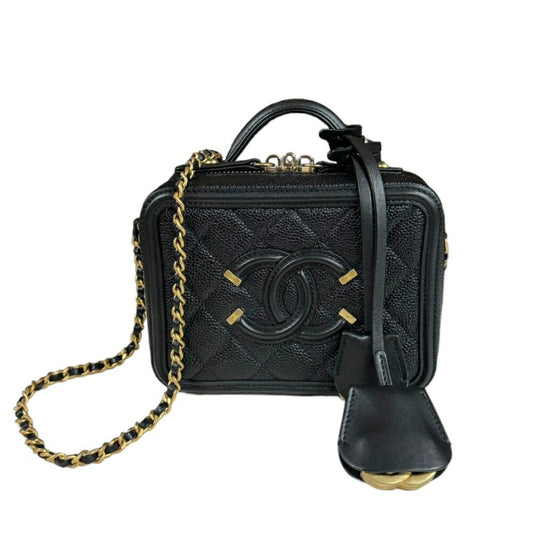Chanel Black Caviar Leather Shoulder Bag