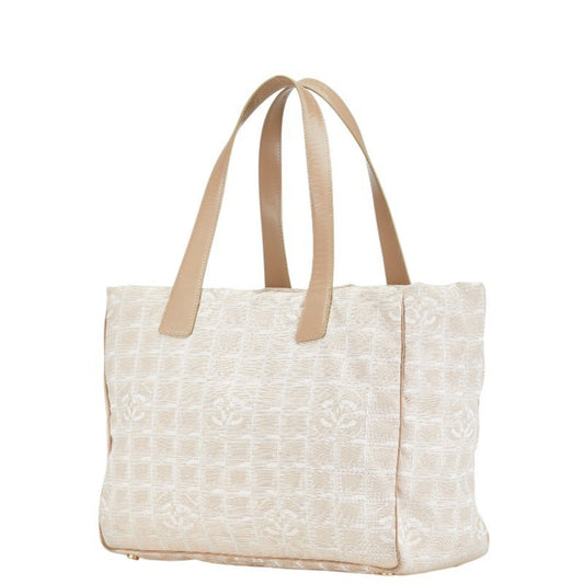 Chanel Beige Canvas Leather Handbag Tote Bag