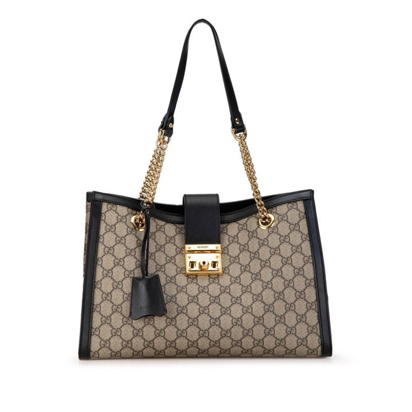 Gucci Beige Black Gg Supreme Leather Shoulder Bag Tote Bag