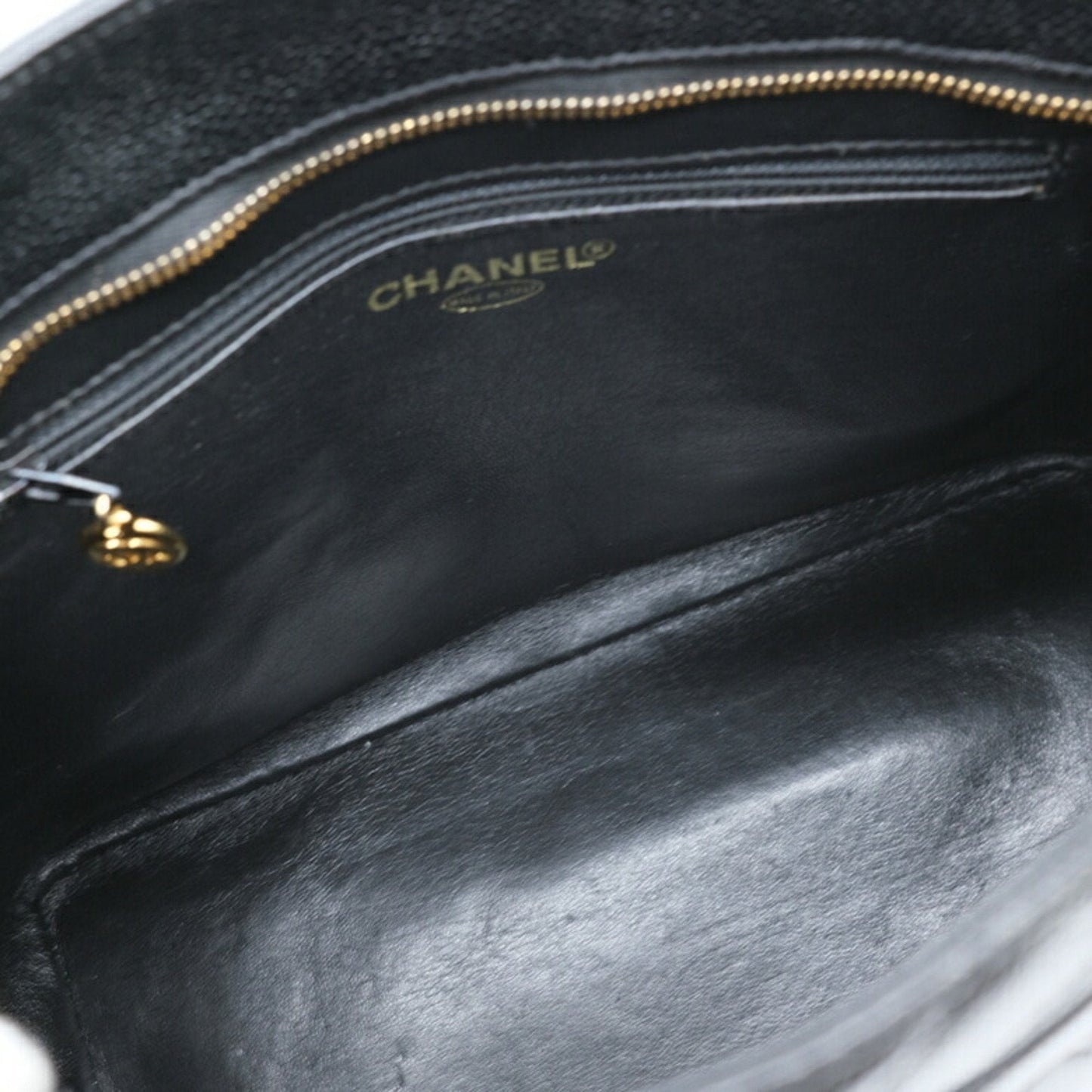 Chanel Black Caviar Leather Handbag Tote Bag