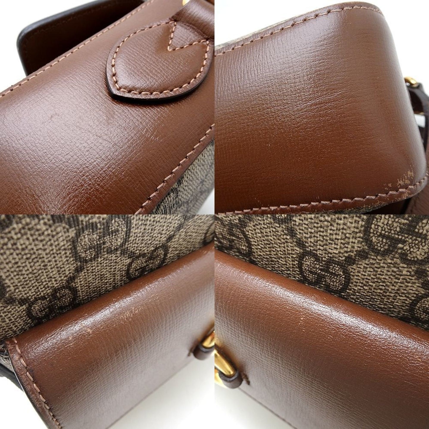 Gucci Beige Brown Gg Supreme Leather Shoulder Bag