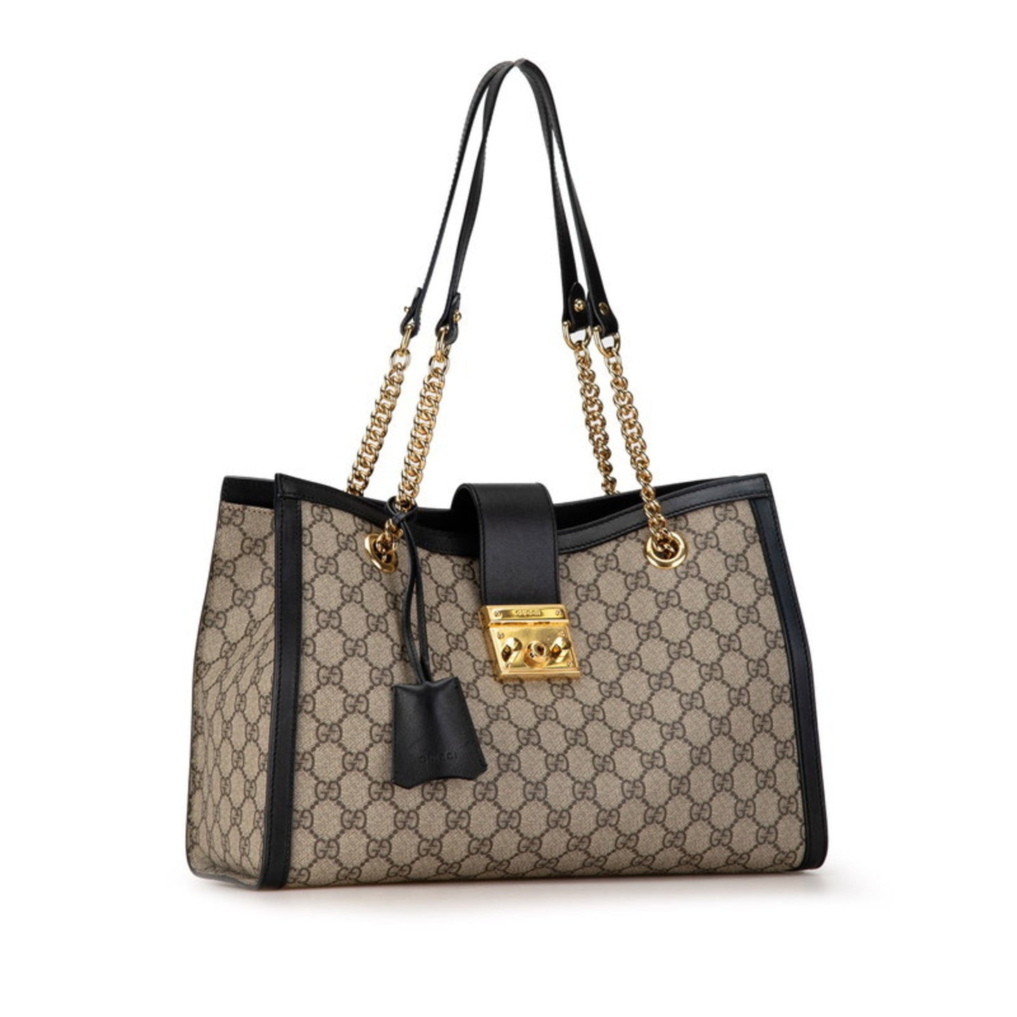Gucci Beige Black Gg Supreme Leather Shoulder Bag Tote Bag