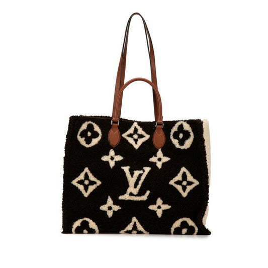 Louis Vuitton Beige Brown Leather Shoulder Bag Tote Bag