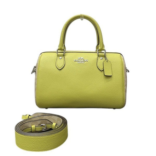 Coach Beige Lemon Yellow Pvc Leather Handbag Shoulder Bag