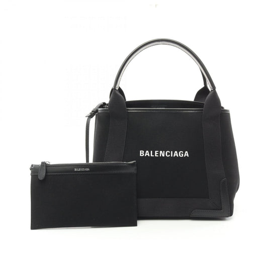 Balenciaga Black Canvas Leather Pouch Tote Bag