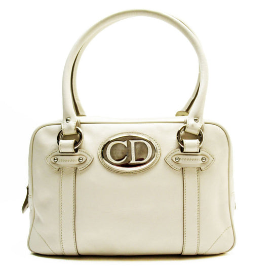 Christian Dior Ivory Leather Handbag