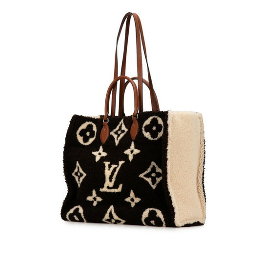 Louis Vuitton Beige Brown Leather Shoulder Bag Tote Bag