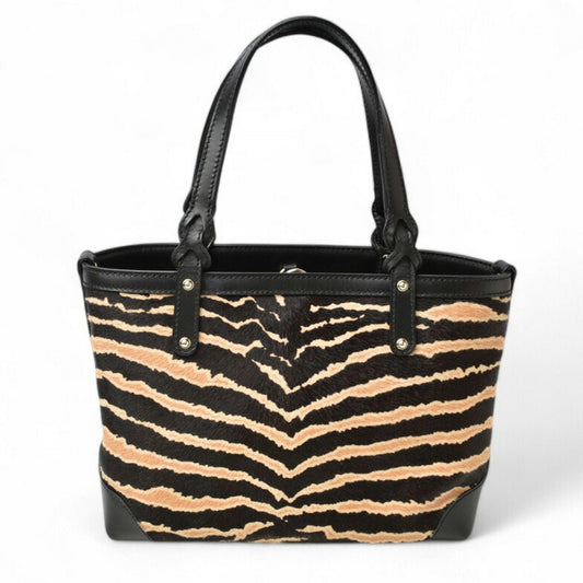 Gucci Beige Black Leather Handbag Tote Bag