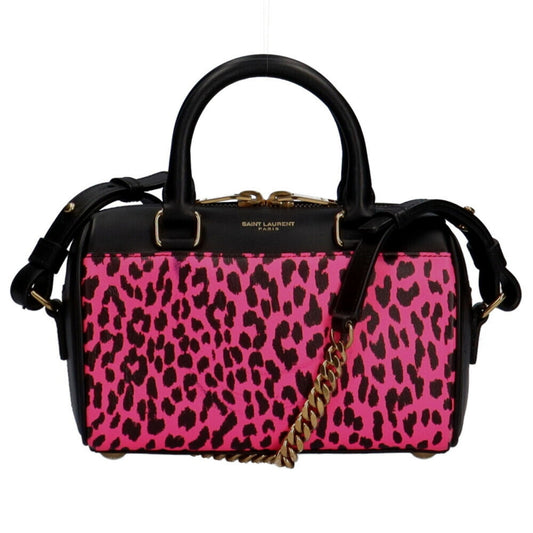 Yves Saint Laurent Black Pink Leather Shoulder Bag