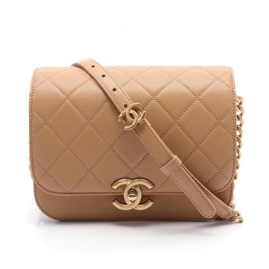 Chanel Beige Caviar Leather Shoulder Bag