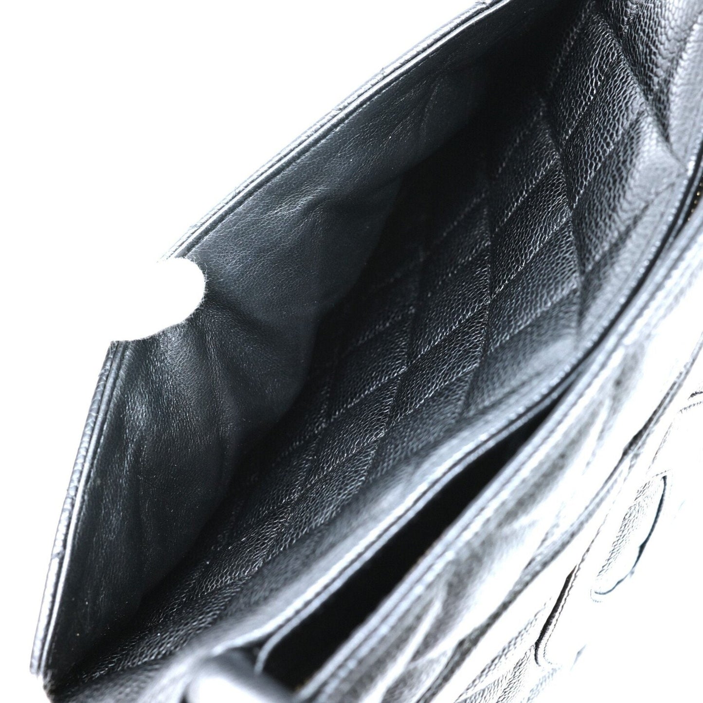 Chanel Black Caviar Leather Handbag Tote Bag