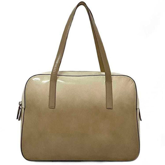 Prada Beige Brown Leather Boston Bag Handbag