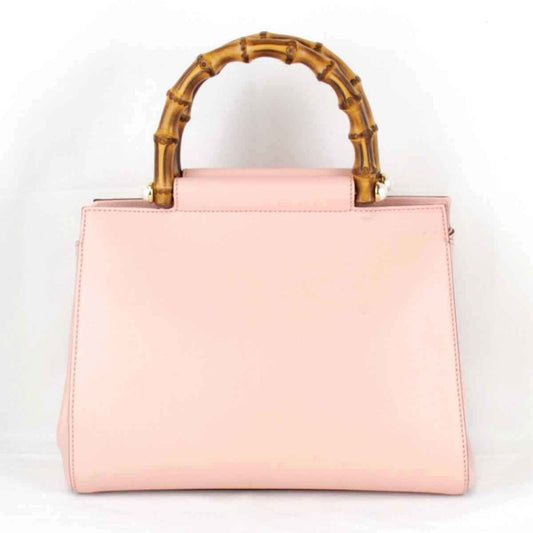 Gucci Bamboo Pink Leather Handbag