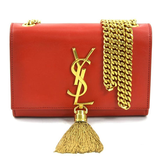 Saint Laurent Red Color Leather Shoulder Bag