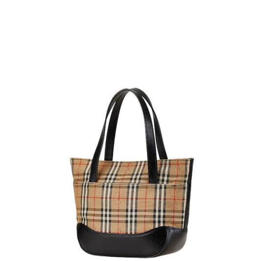 Burberry Beige Black Canvas Leather Handbag