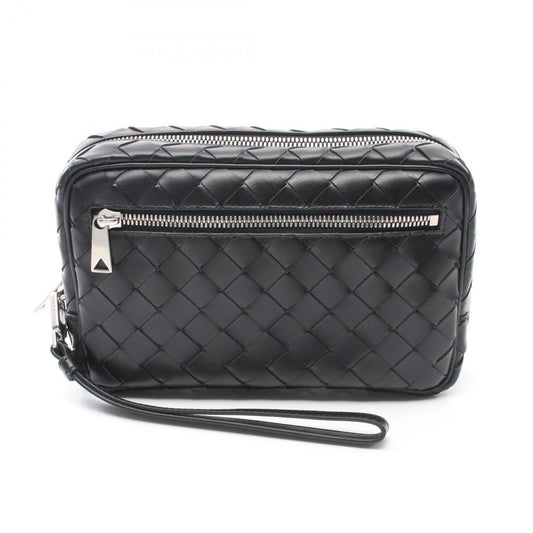 Bottega Veneta Black Leather Clutch Bag Pouch