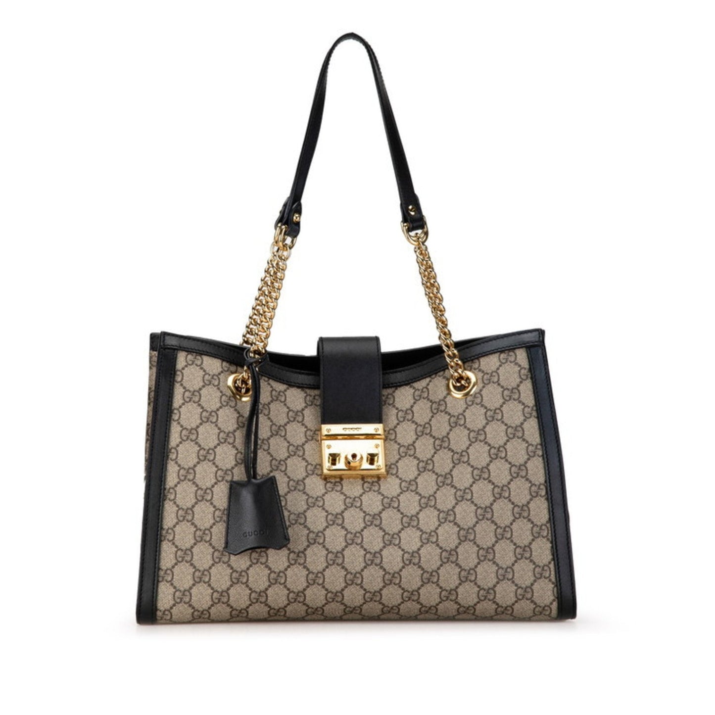 Gucci Beige Black Gg Supreme Leather Shoulder Bag Tote Bag