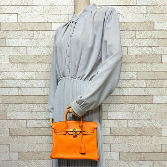 Hermes Birkin Orange Leather Handbag