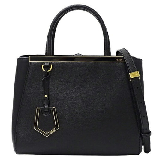 Fendi 2Jours Black Leather Handbag Shoulder Bag