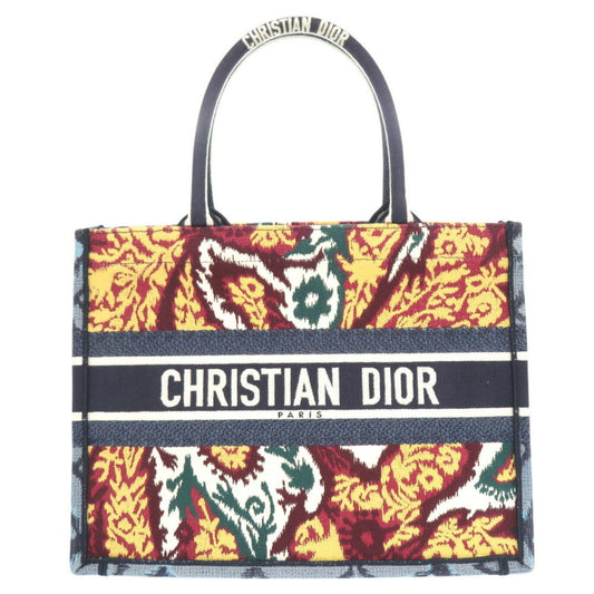 Christian Dior Blue Red Color Yellow Canvas Tote Bag