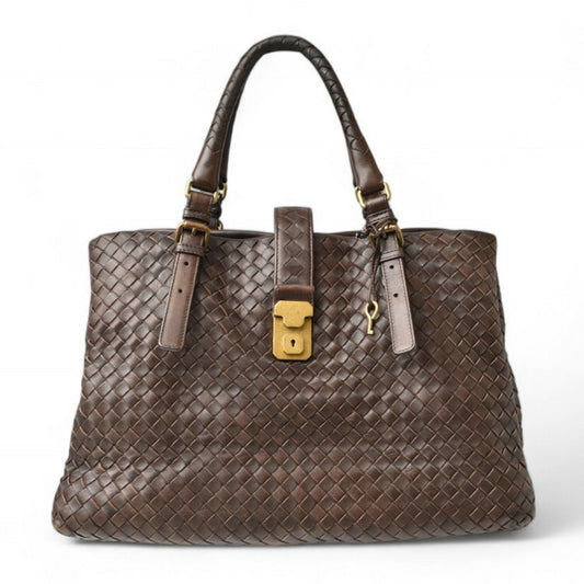 Bottega Veneta Dark Brown Intrecciato Tote Bag
