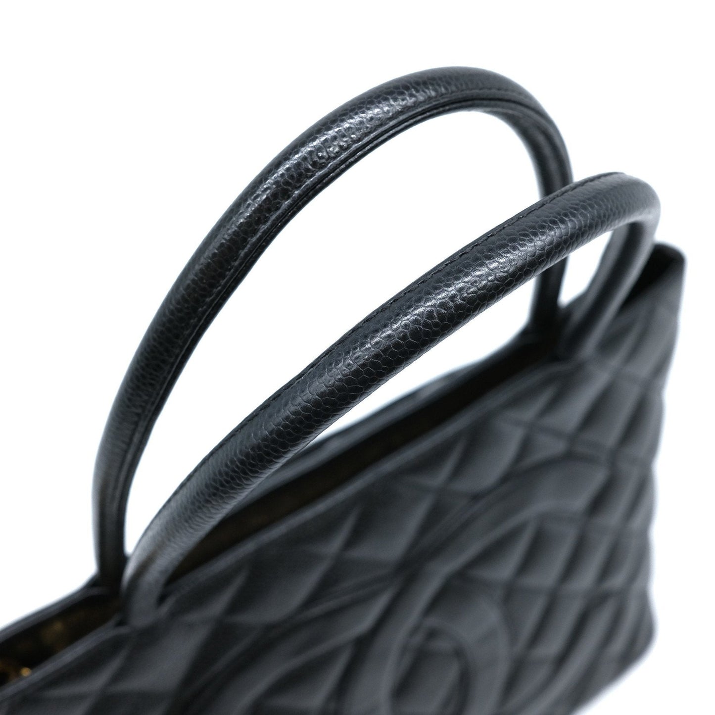 Chanel Black Caviar Leather Handbag Tote Bag
