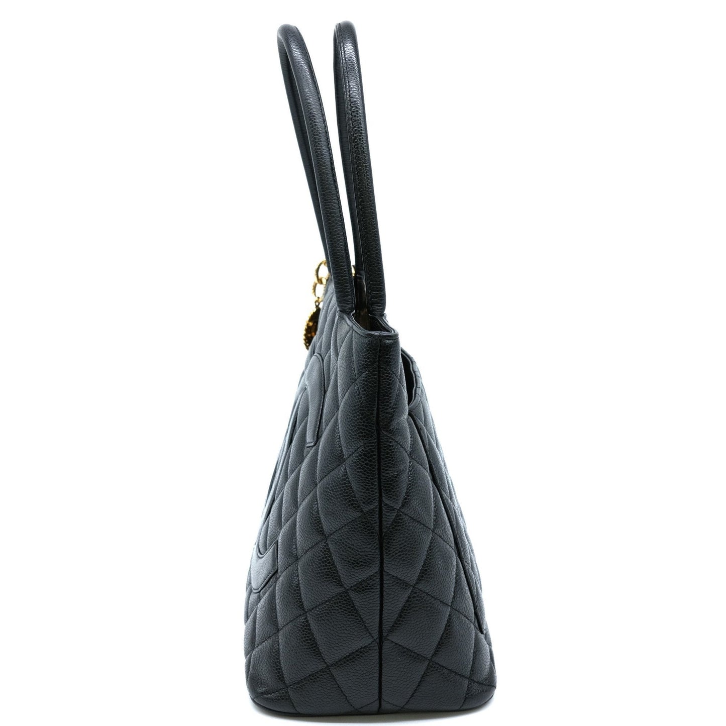 Chanel Black Caviar Leather Handbag Tote Bag