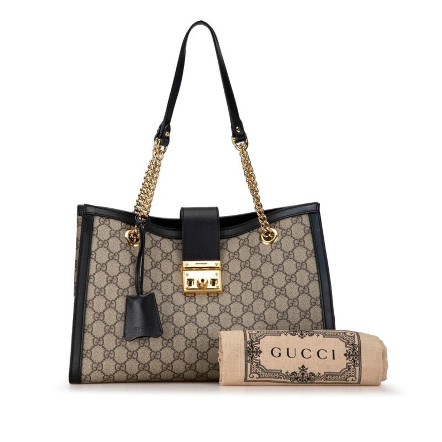 Gucci Beige Black Gg Supreme Leather Shoulder Bag Tote Bag
