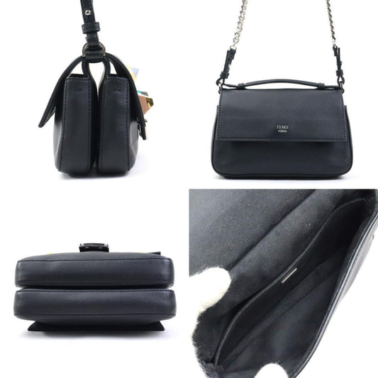 Fendi Black Multi-Color Leather Handbag Shoulder Bag
