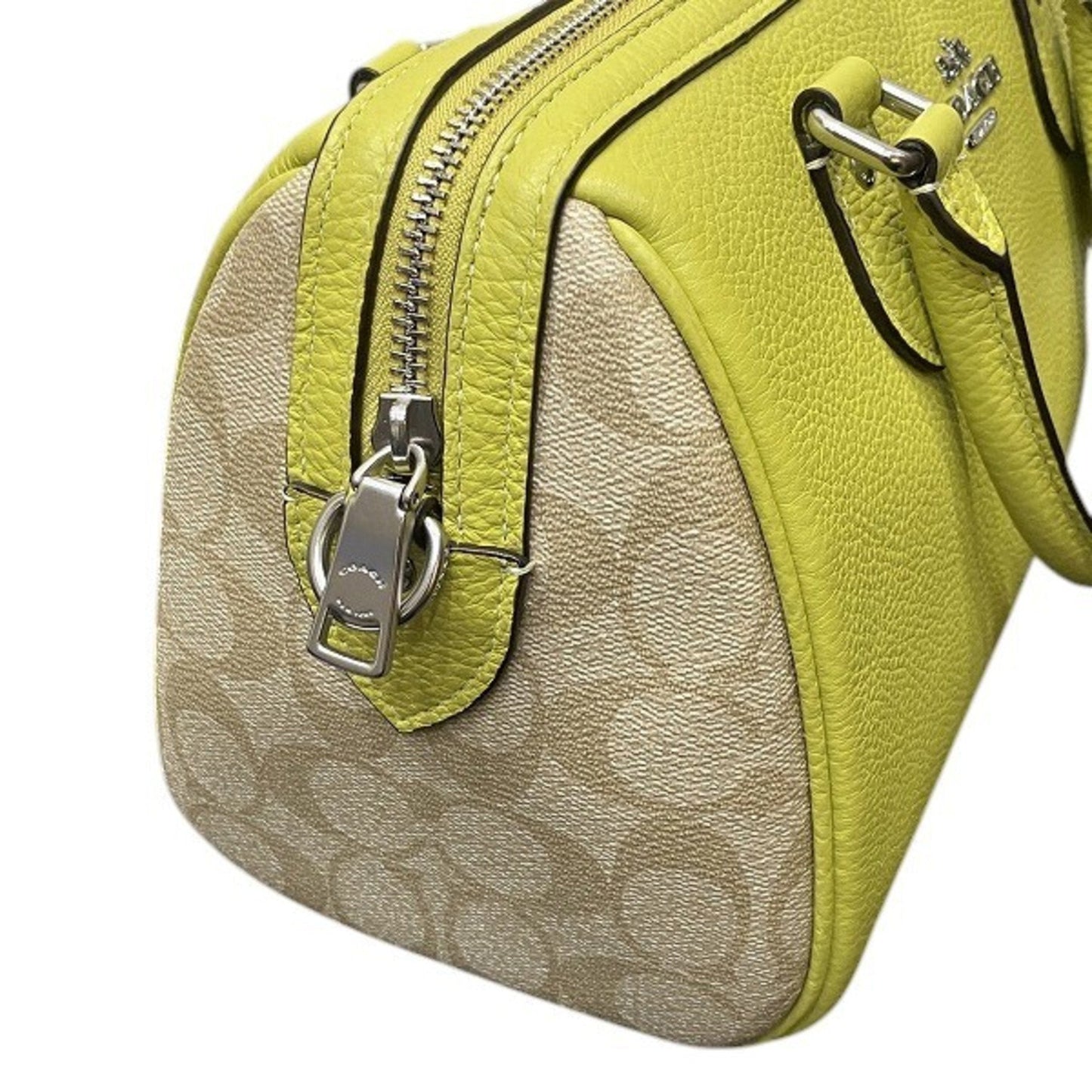 Coach Beige Lemon Yellow Pvc Leather Handbag Shoulder Bag