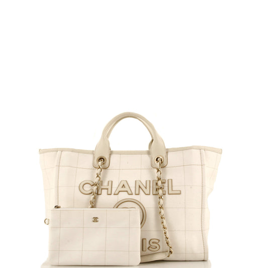 Chanel Deauville NM Tote Square Stitched Canvas Medium