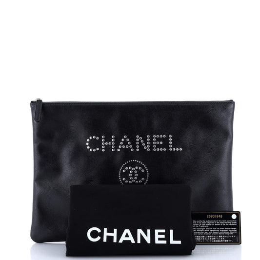 Chanel Deauville Pouch Studded Caviar Large