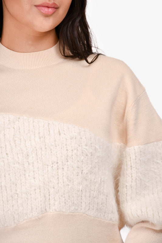 3.1 Phillip Lim Beige Wool Knit Rabbit Fur Detailed Sweater Size XS