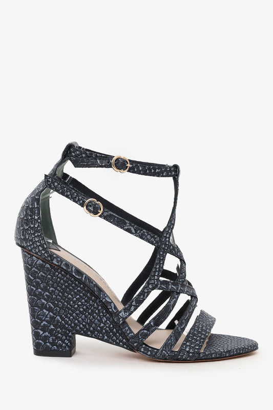 10 Crosby Derek Lam Grey Embossed Gladiator Sandals Size 6