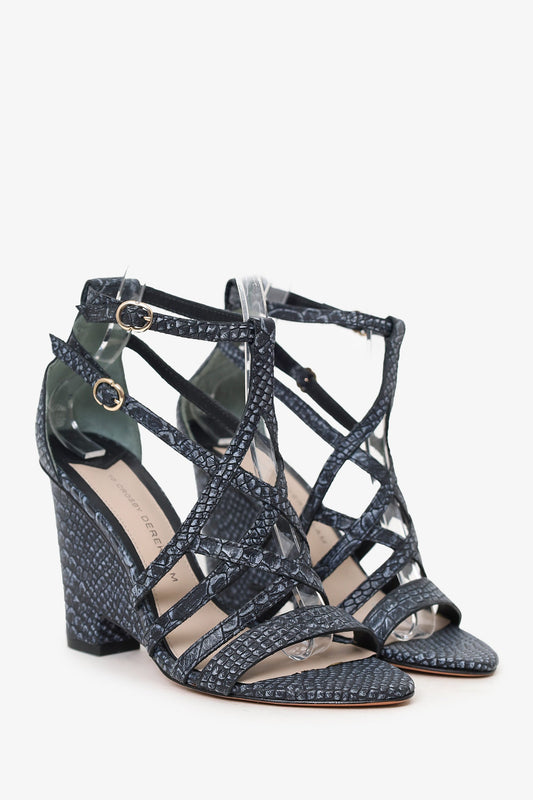10 Crosby Derek Lam Grey Embossed Gladiator Sandals Size 6