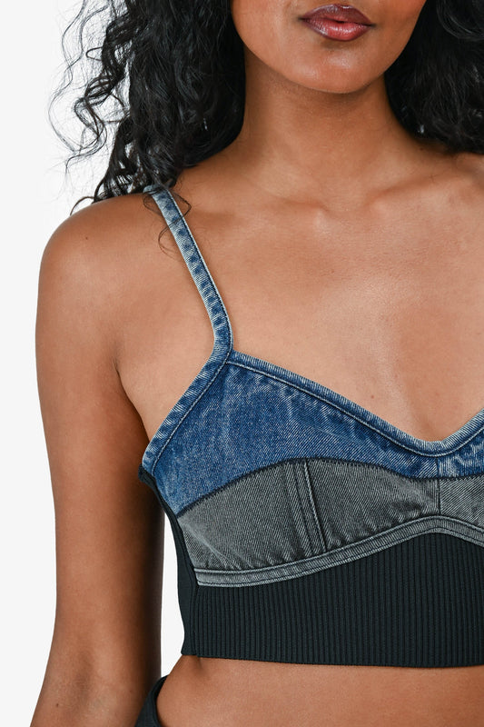 3.1 Phillip Lim Blue/Grey Denim Bralette Top Size M