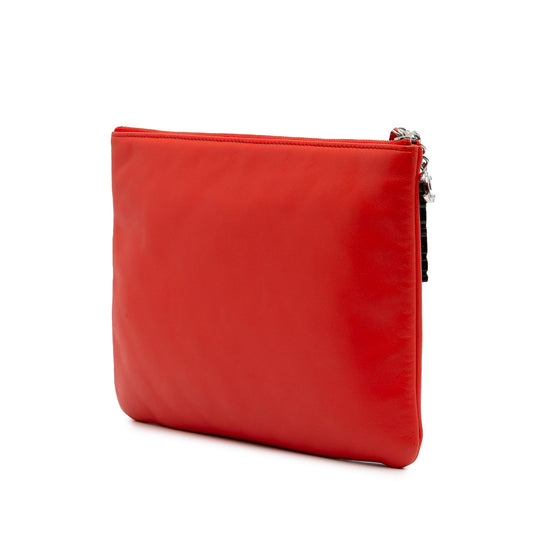 Red Chanel Medium Printed Lambskin Cuba La Habana O Case Clutch